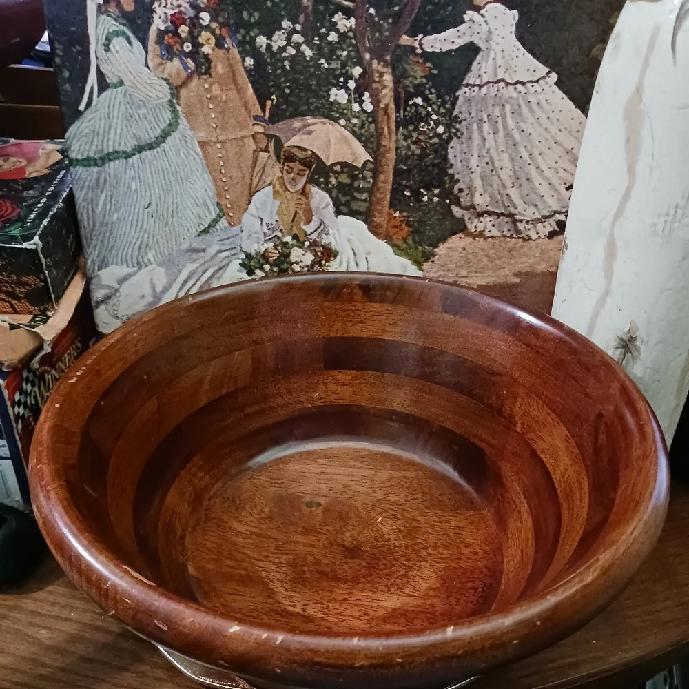 π₯ Vintage Wood Serving Bowl, Acacia Wood, 12" x 5",A Nice Bowl.π₯£π₯£ - Picture 3 of 10